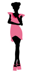 Fashionable Girl Illustration Silhouette