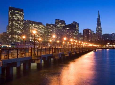 San Francisco waterfront at night