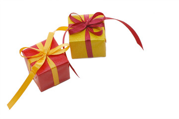 Boxes with gifts isolated on white background