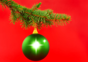 Christmas  decoration-balls on fir branches.Isolated