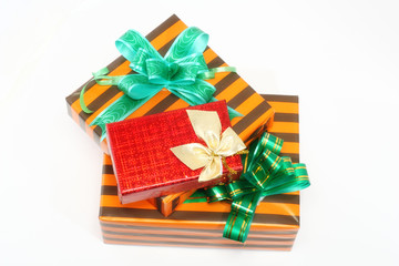 Christmas and New Year gift boxes. Isolated.