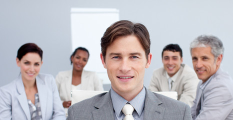 Confident businessman in a meeting