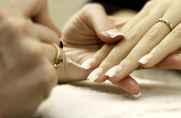 Woman getting a manicure