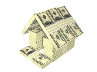 dollar bills pack money house isolated
