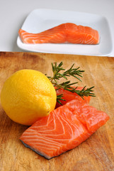 raw organic wild salmon steak from the irish west coast