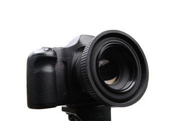 dslr camera isolated on white background