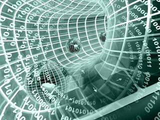 Globes in tunnel (green)