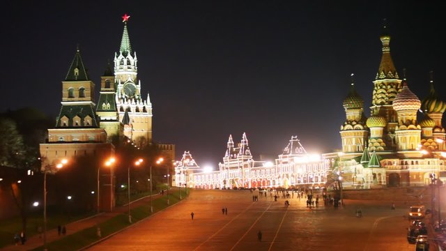 Panorama of Red Square, Kremlin, Saint Basil's Cathedral towers