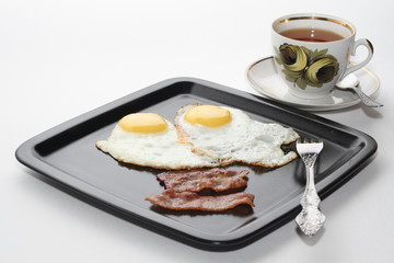 Classic breakfast isolated on white background..