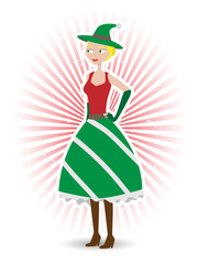 saucy christmas elf standing vector illustration