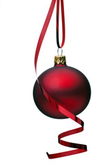 Christmas ball with a curly ribbon