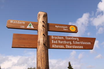 Wegweiser für Wanderer im Harz
