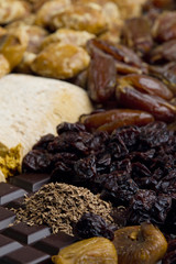dried fruit with chocolate and spice