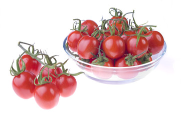 Pot with cherry tomatoes