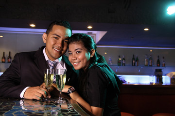 couple at bar