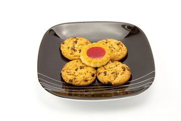 cookies on plate isolated on white backgrounds