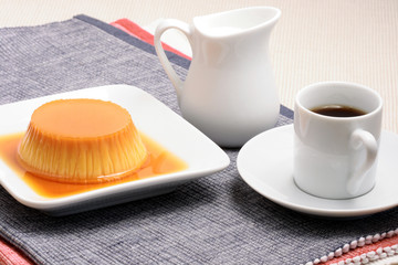 flan and coffee