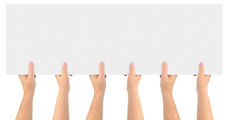 Hands and paper banner