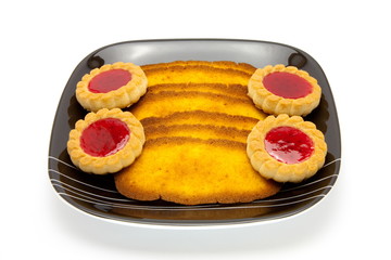 Plate of cookies isolated on a white background