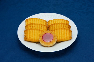 cookies on a Plate on a blue background