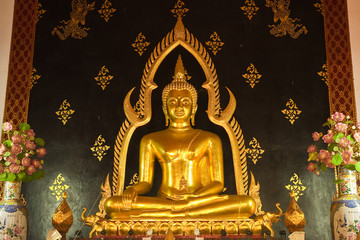 Buddha image in church of Wat Phrabart Mingmaung, Phrea province