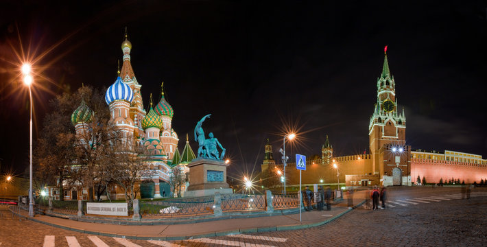 Night panorama of Moscow Kremlin