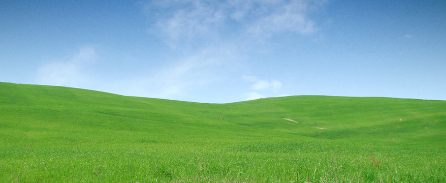 Colline verdi e cielo azzurro della Toscana