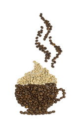 cup of coffee with cream, made from coffee beans