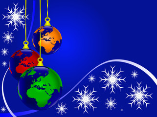 An abstract Christmas vector illustration with world globe