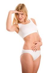 Fototapeta premium Woman searching solution to be slim