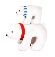 Two white toys polar bears - mother and son, isolated