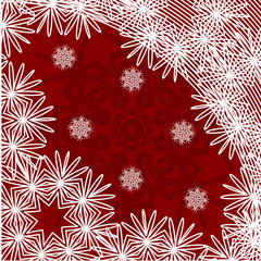 Fototapeta na wymiar red Christmas background with the snowflakes