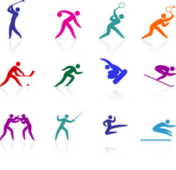Naklejka na ściany i meble competative and olympic sports icon collection
