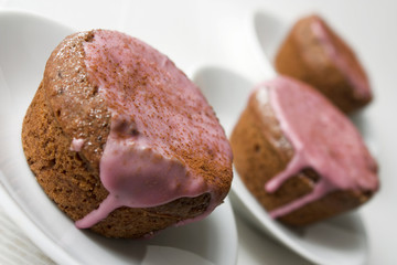 Muffins with pink icing