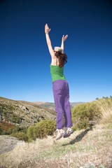 Fototapeta premium jumping female with cap