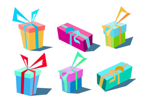 A set of stylized presents