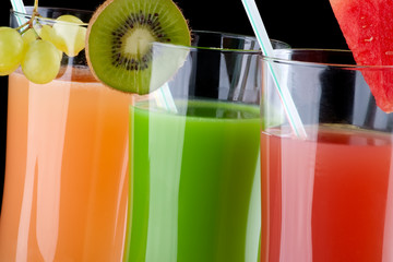 Juice and fresh fruits - organic, health drinks series