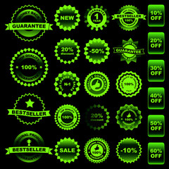 Set of green elements for sale.