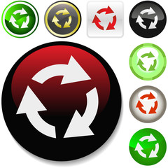 Recycle symbol button. Vector set.