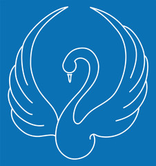 Silhouette of a swan on blue background