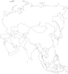 Asia map with country borders