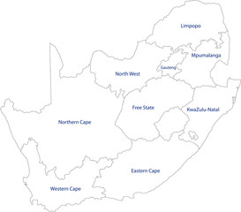 South Africa map designed in illustration with the provinces