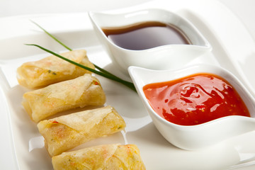 Fried Chinese traditional spring rolls