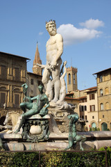 Fototapeta na wymiar The Neptune Fontaine, Piazza della Signoria, Florence