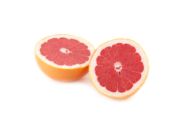 Sliced Grapefruit isolated on white
