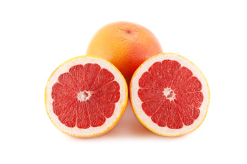 fresh grapefruit fruit with cut isolated on white