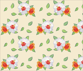 Wallpaper with Hibiscus Flowers