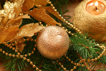 Golden Christmas wreath