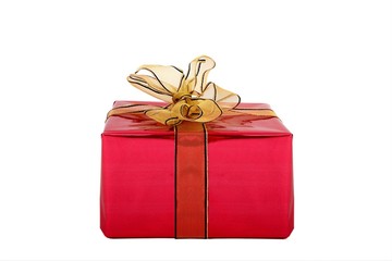 red present with gold bow