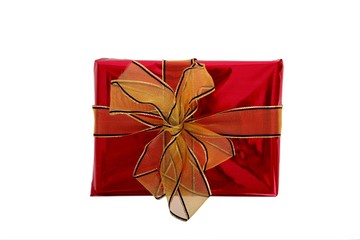 red present with gold bow